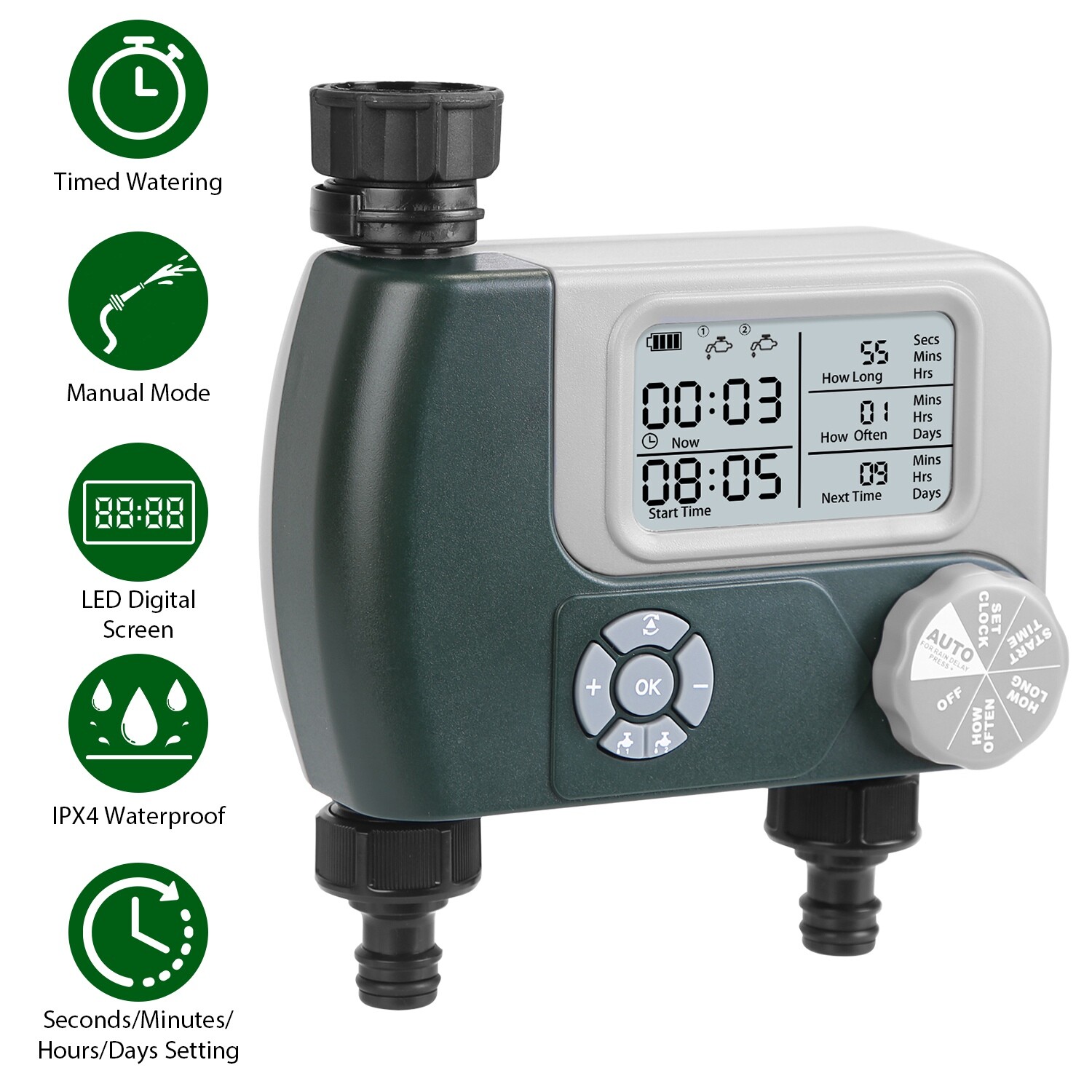 Sprinkler Timer 2 Zone Hose Water Timer Manual Auto Watering Drip for Garden NEW