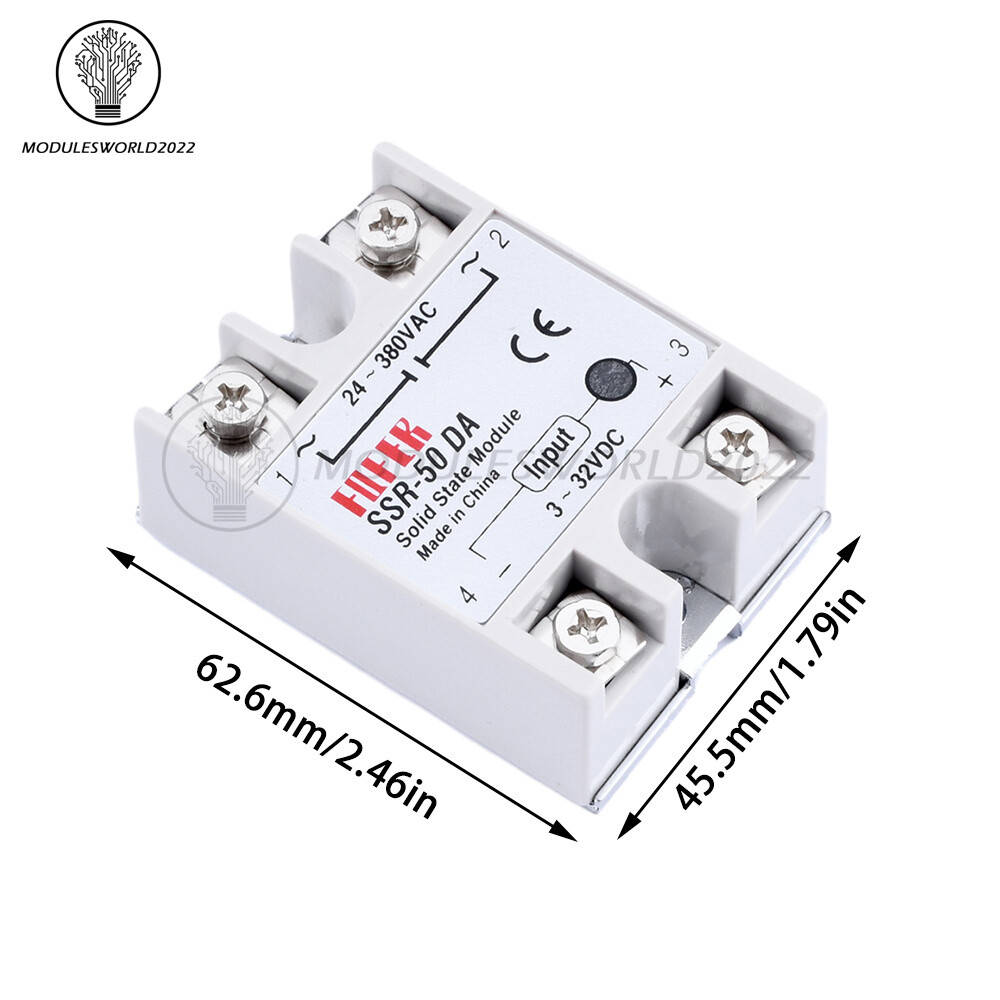 SSR-50DA 3V~32V DC to AC 24V~380V 50A 250V Solid State Relay Module