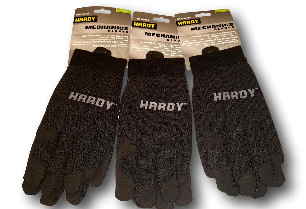 3 Pair of Work Gloves Utility Mechanic Synthetic Leather Large L