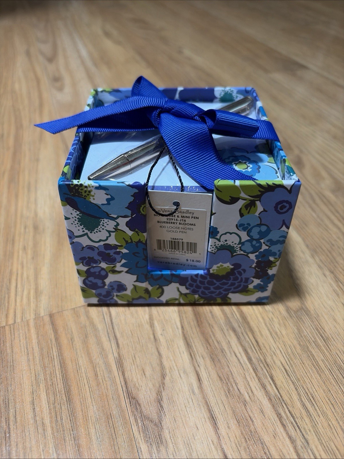 Vera Bradley Note Cube And Mini Pen Blueberry Blooms