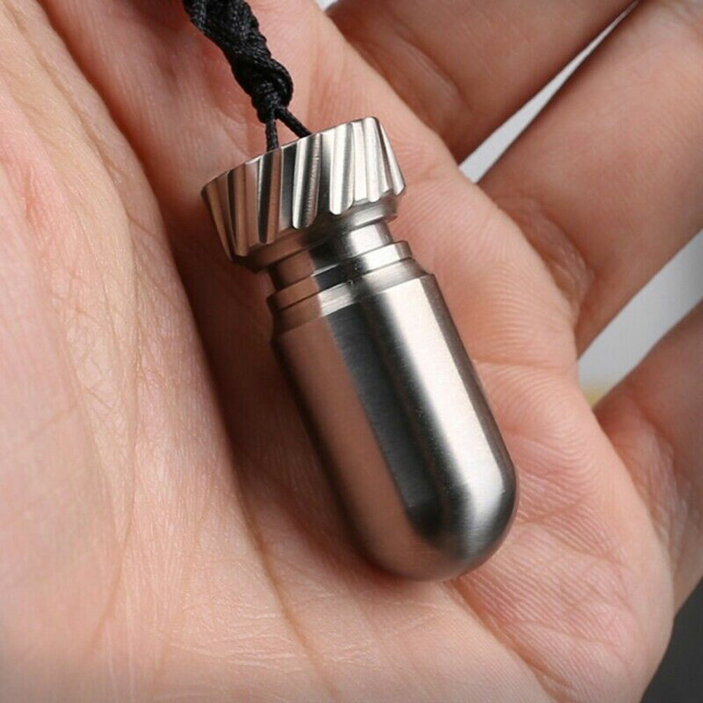Durable Titanium Waterproof Case Box EDC Outdoor Sealed Medicine Bottle Storage