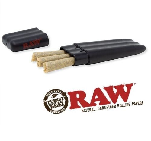 Authentic RAW Black 1 1/4 Size Pre-Rolled Cone 100 Pack & Three Tree Case