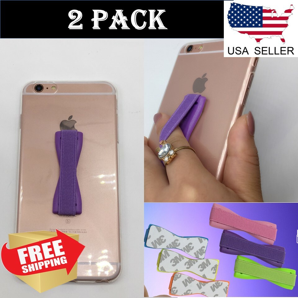 2-Pack Phone Finger Grip Elastic Band Holder Selfie Strap For iPhone Samsung LG