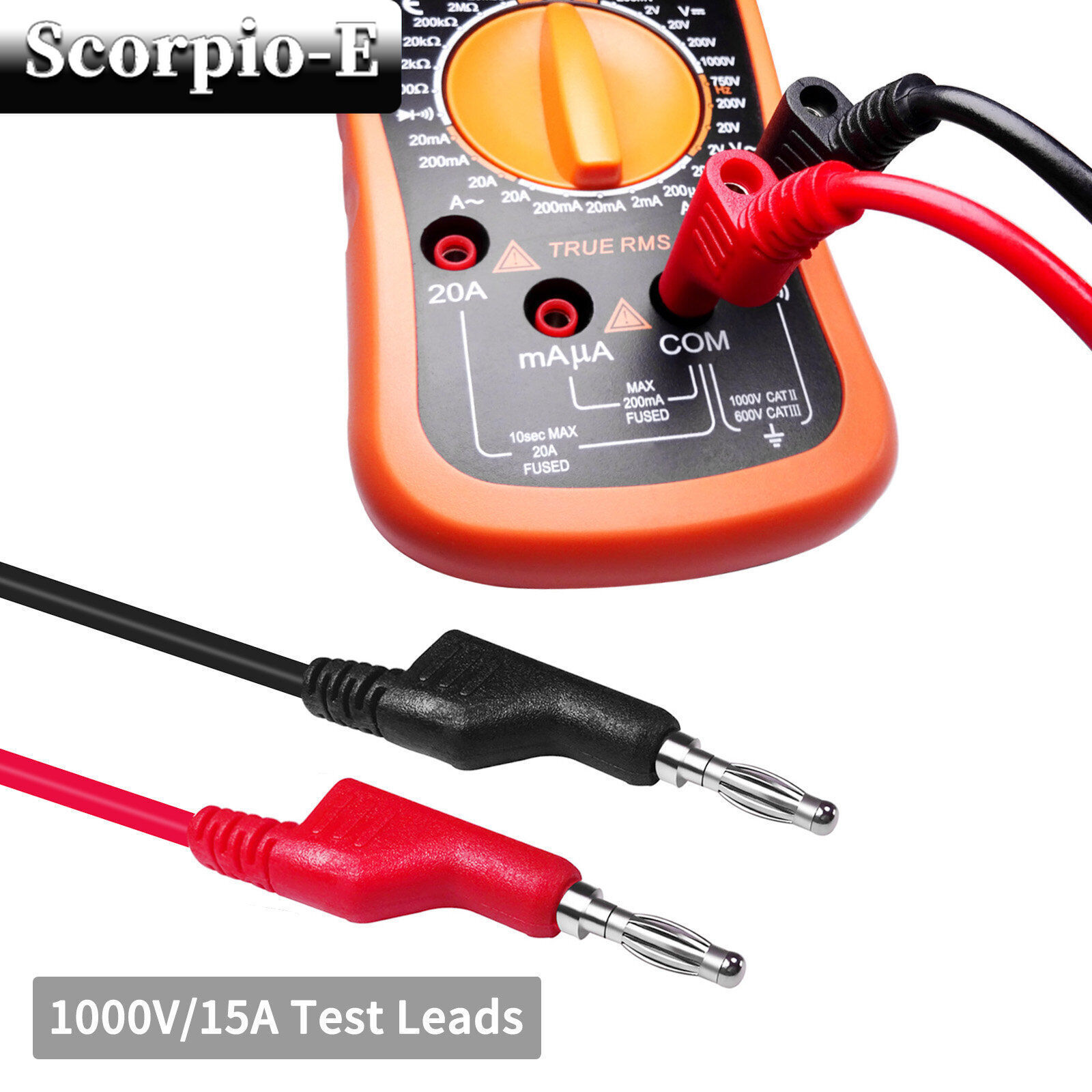 30PCS 4mm Stackable Banana Plug Test Lead Kit with Alligator Clip Back Probe