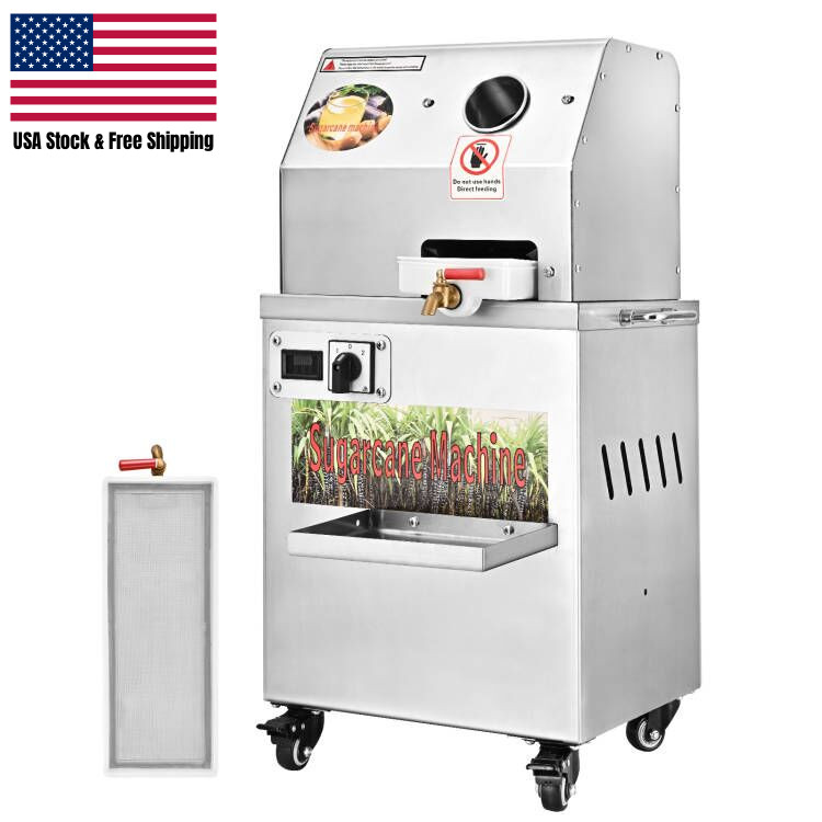 Electric Sugarcane Juicer Stainless Steel Extractor & Squeezer 350W 3 Rollers