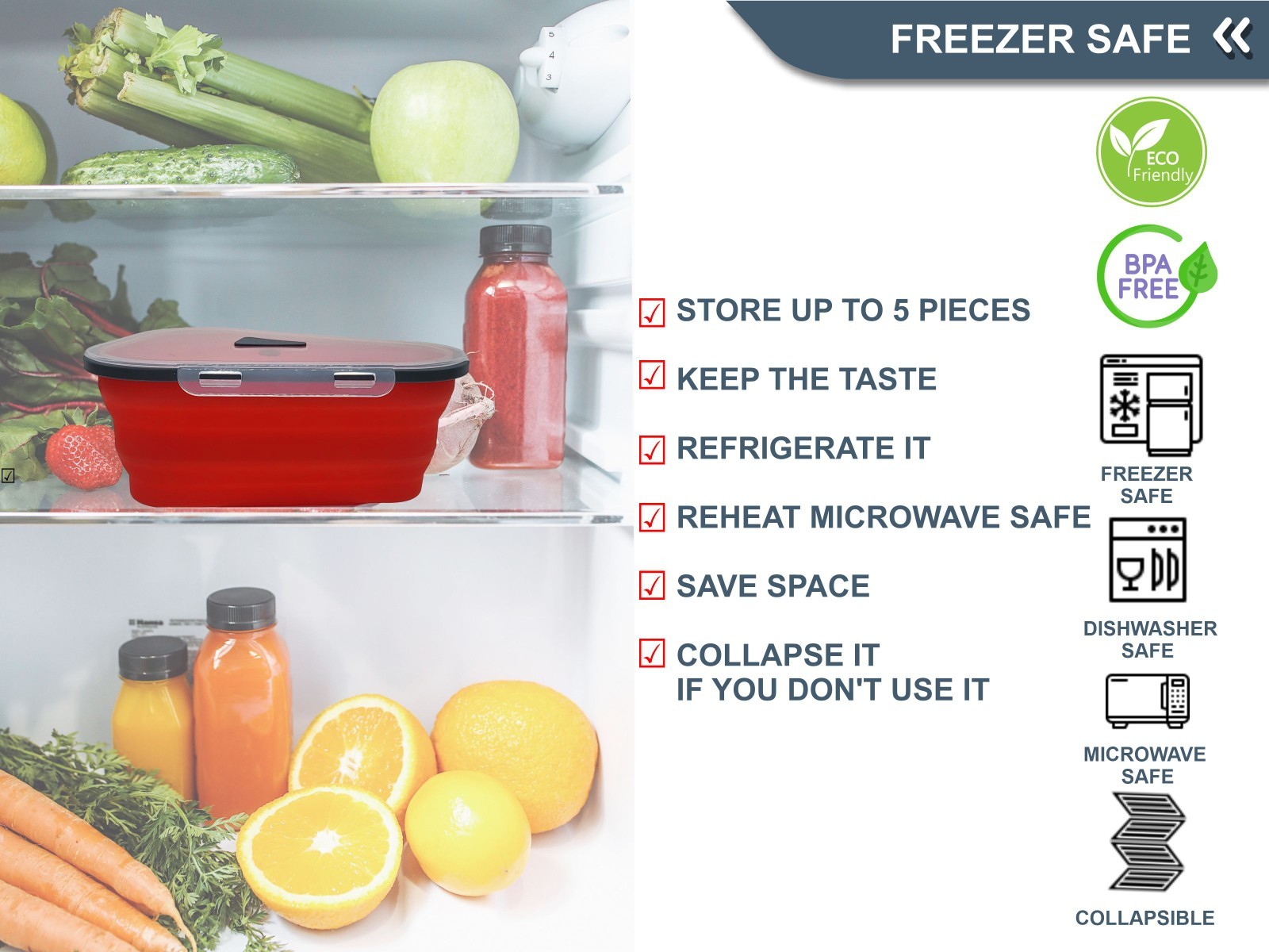 Collapsible Pizza Slice Container Airtight Pizza Saver