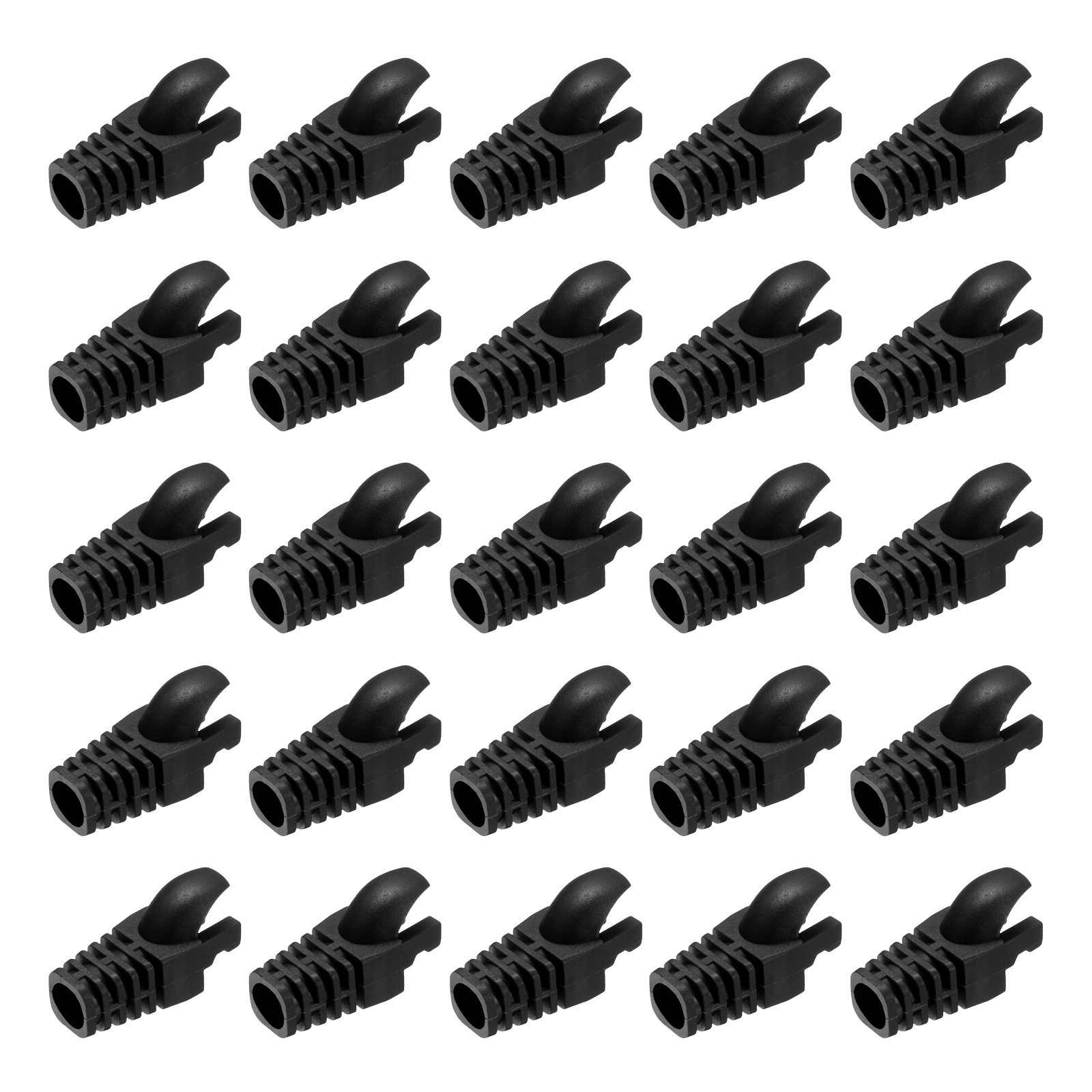 100Pcs RJ45 Plug Connector Cover Cat5 Cat5E Cat6 Cat7 Wire Guard Sleeves, Black