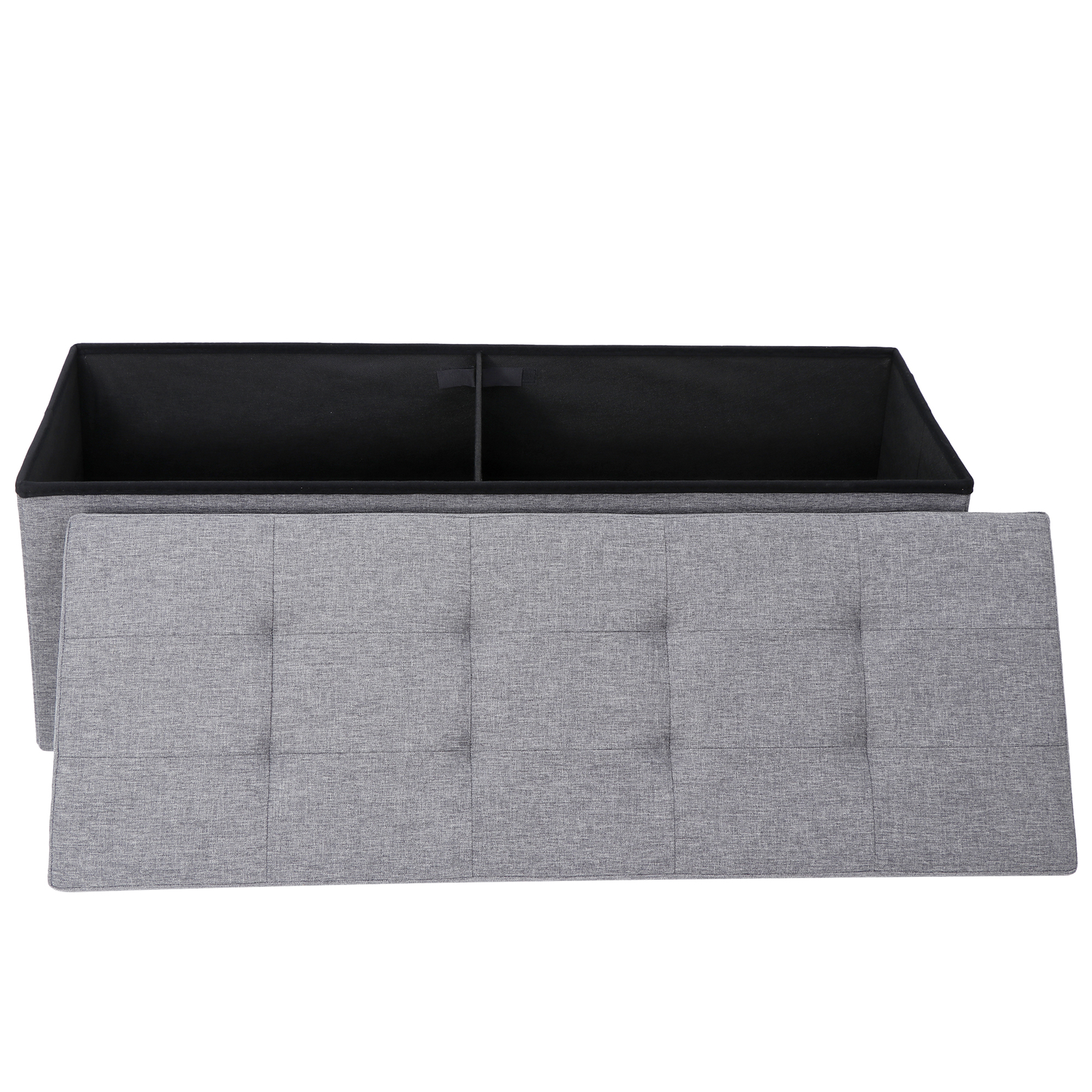 Durable 43" Storage Ottoman Bench Storage Stools Footrest Dark Grey Footstools