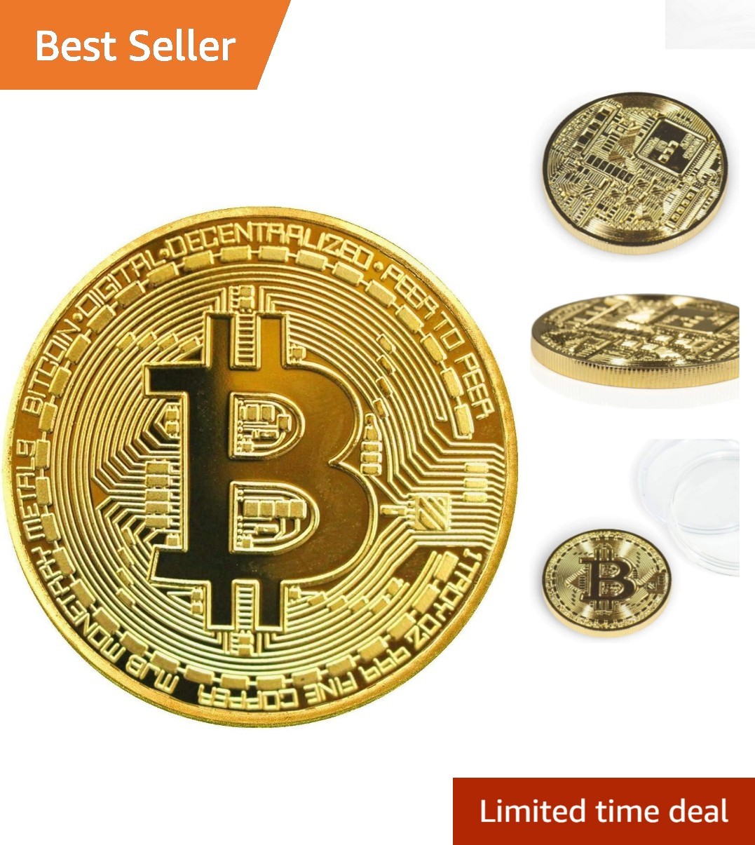 3 Pcs Gold-Plated Bitcoin Coins - Limited Edition Commemorative Collection