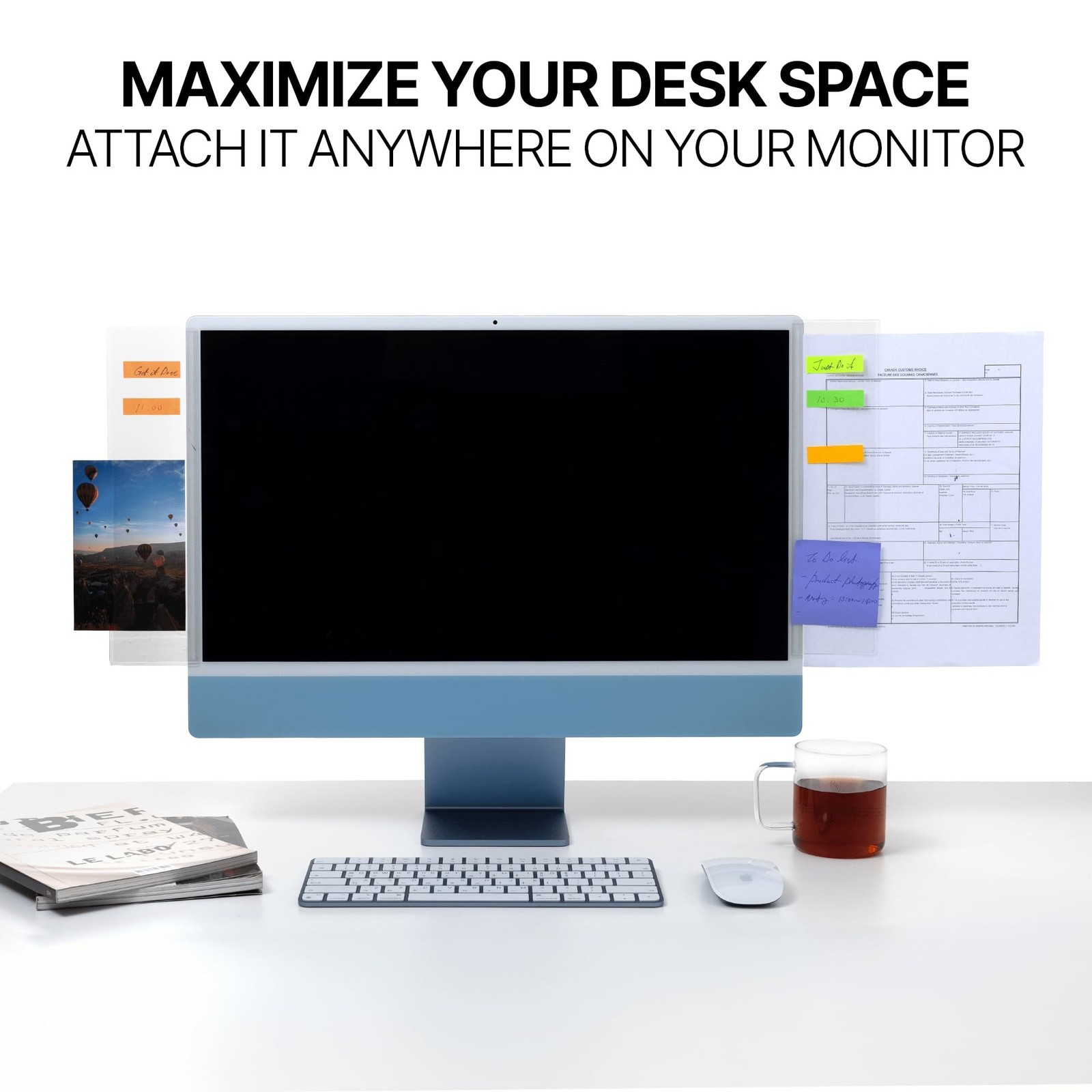 Monitor Memo Board 2Pcs - Flexible Clear PET Computer Screen Sticky Note Hold...