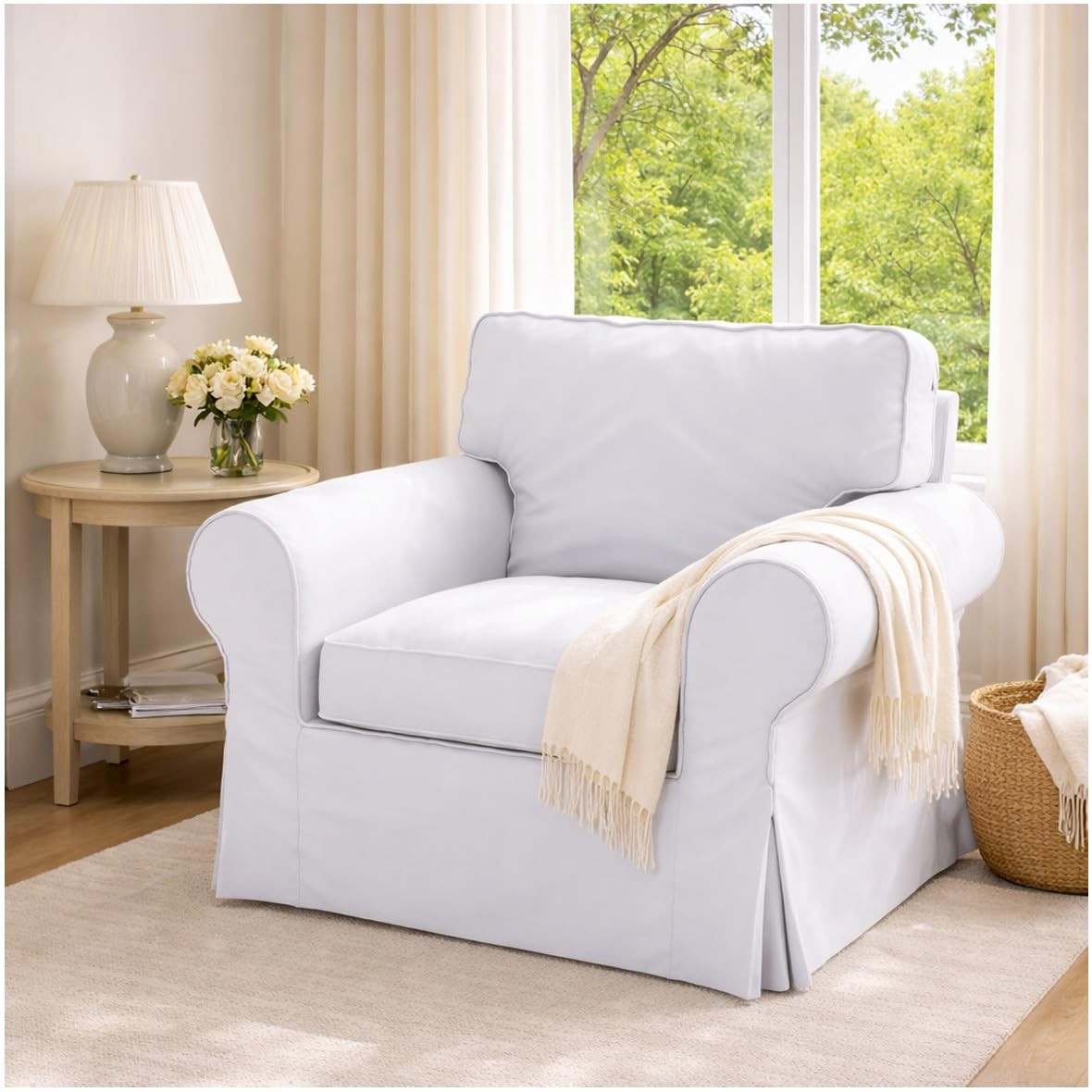 The Dense Cotton Ektorp Chair Cover Replacement is Custom Made White