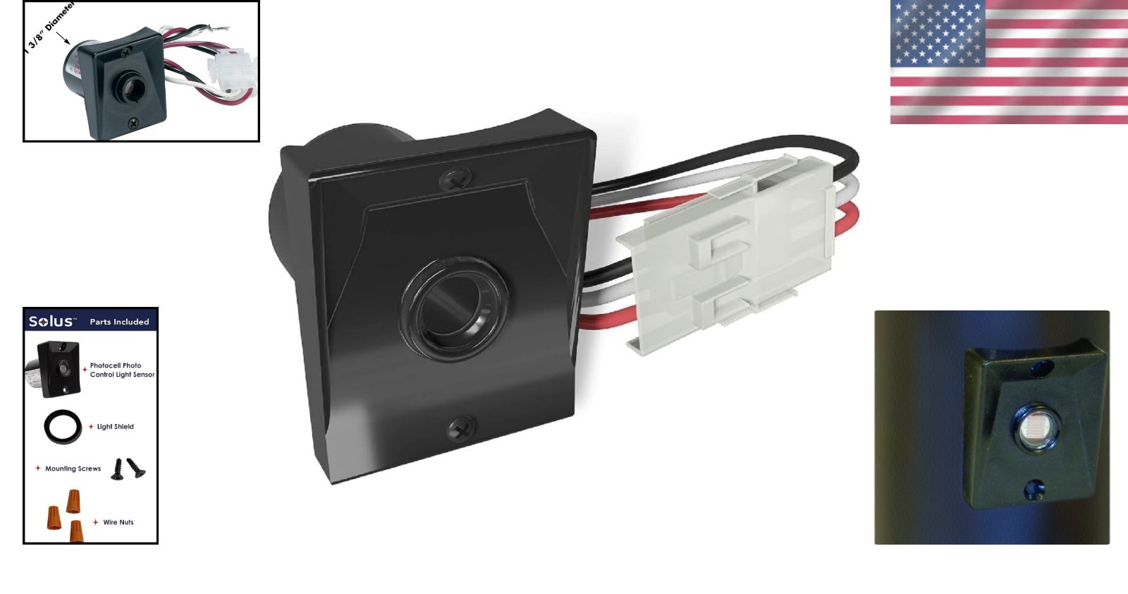 Adjustable Light Direction Outdoor Sensor with Ezee Plug - Pack of 1, Black