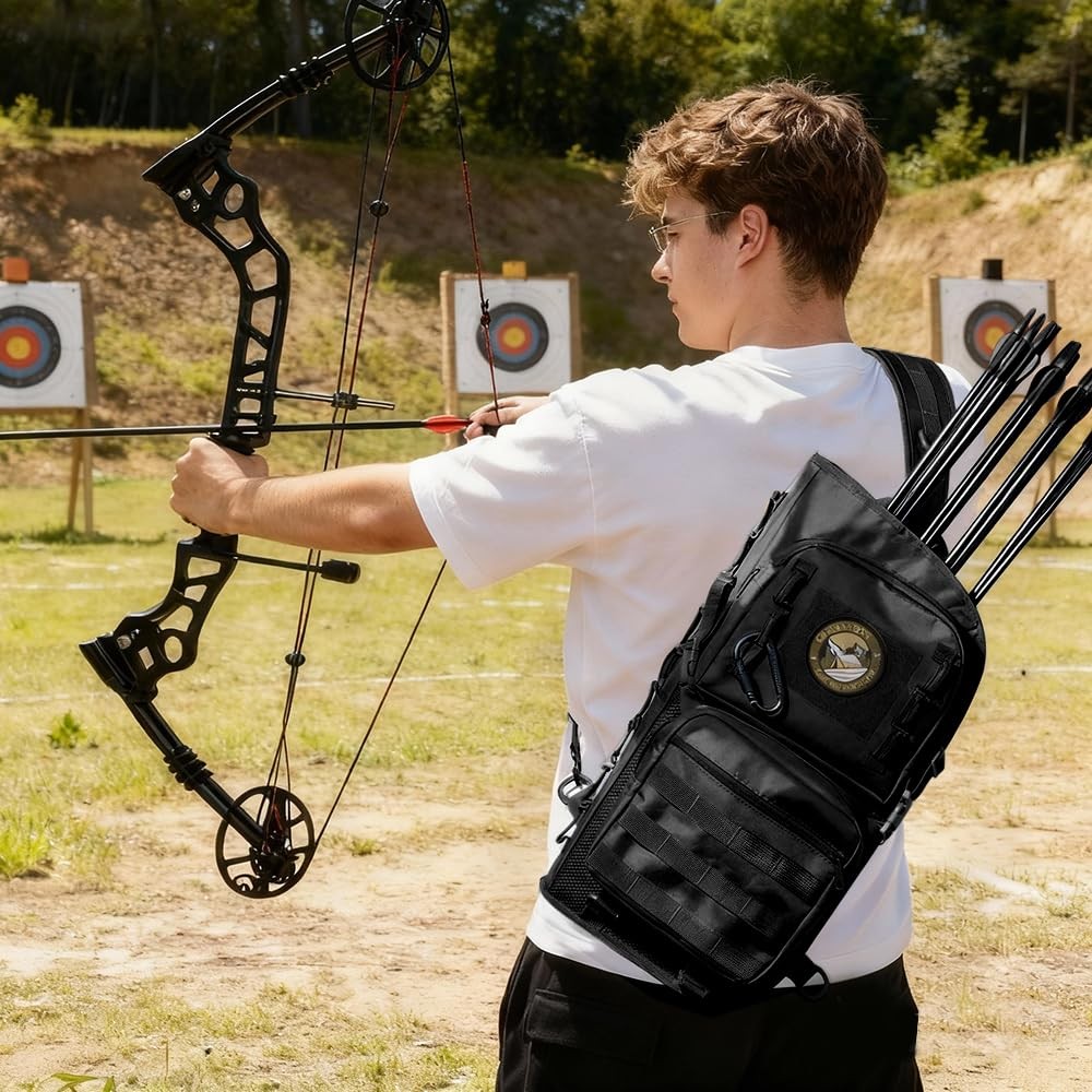 PSKOOK Lightweight Archery Back Arrow Quiver, Multifunctional MOLLE System with