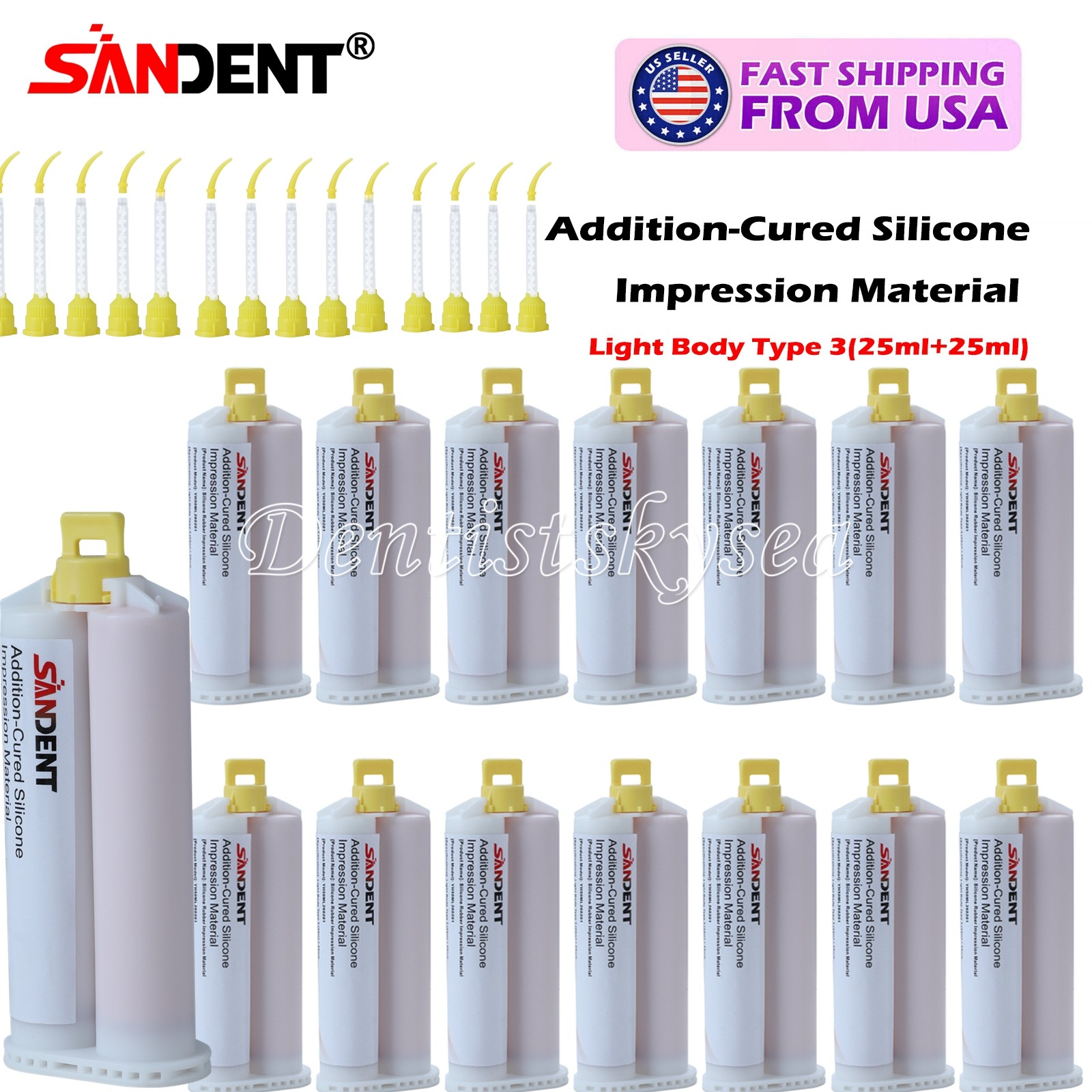Dental Light Body VPS Impression Material Normal Set PVS 5 Tips/Set 50mm