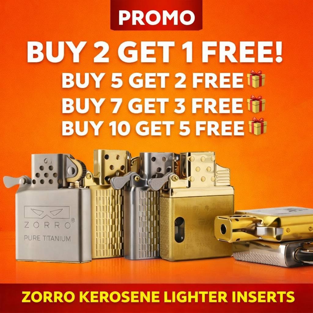 Buy 2 Get 1 Free ZORRO Lighter Insert Flint Wheel Oil Gas Brass Steel 912.......