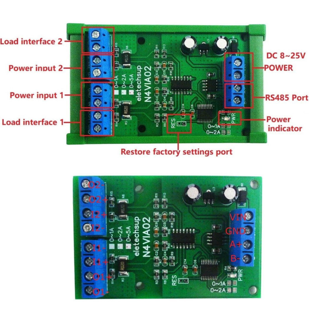 Multifunctional RS485 Ammeter & Voltmeter 0-30V Voltage & 0-5A Module