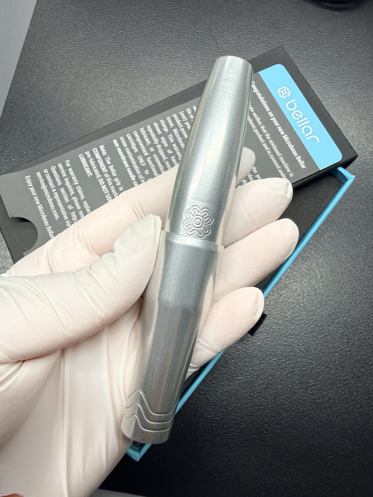Microbeau Bellar Tattoo Pen Machine SILVER w/ Box & Cord