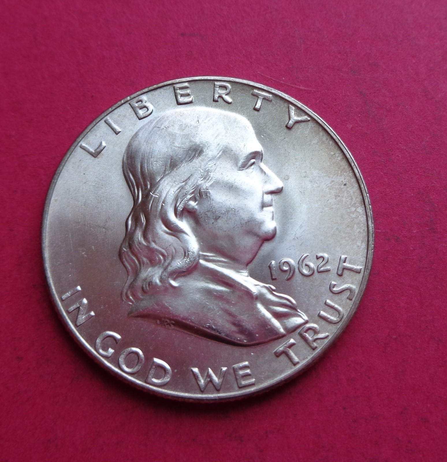 1962 BRILLIANT UNCIRCULATED 90% SILVER  FRANKLIN HALF DOLLAR
