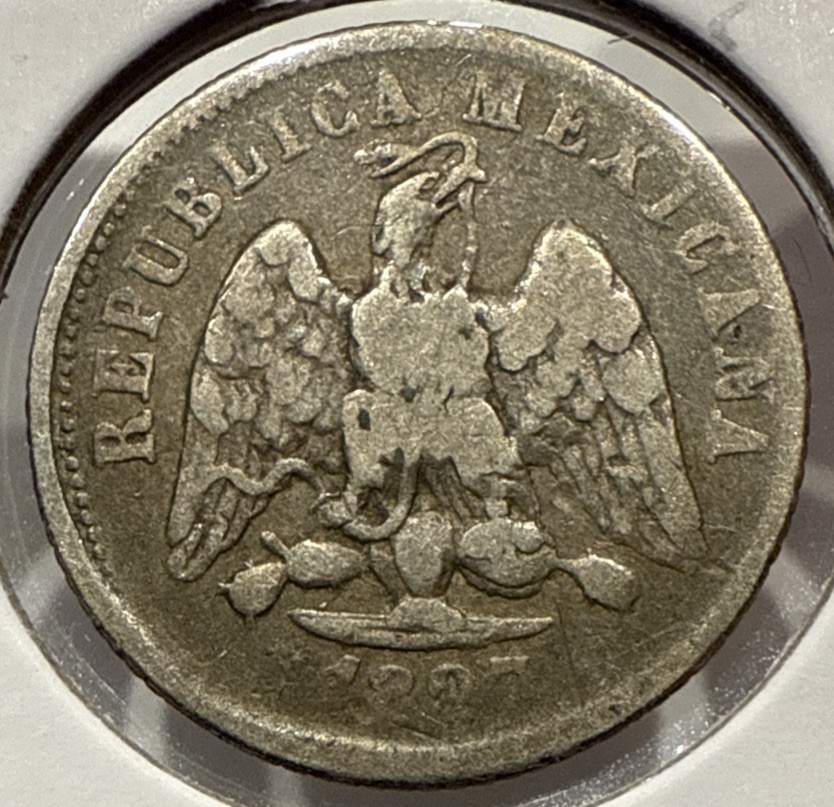 1897 Go 10 Centavos Mexico Silver 10C Coin Guanajuato Mint - VF Detail (F362)