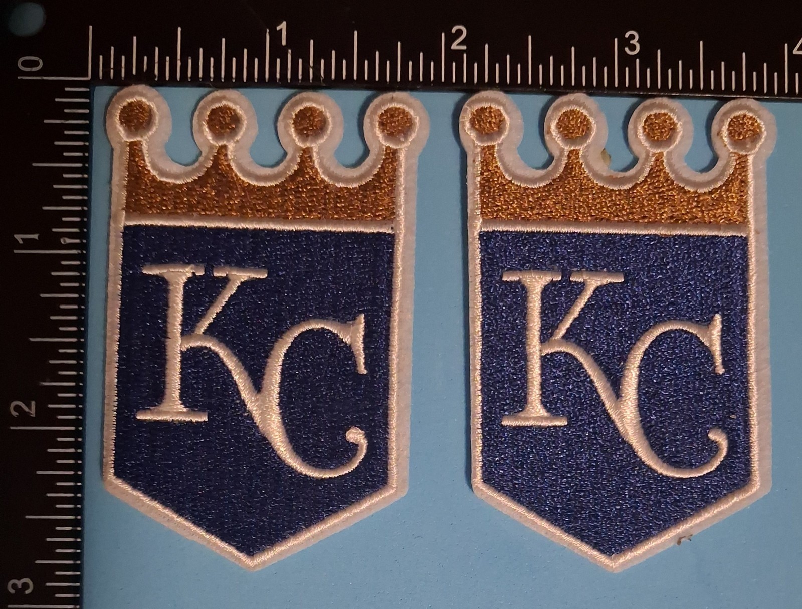 2 Qty KANSAS CITY ROYALS EMBROIDERED BASEBALL IRON ON PATCHES