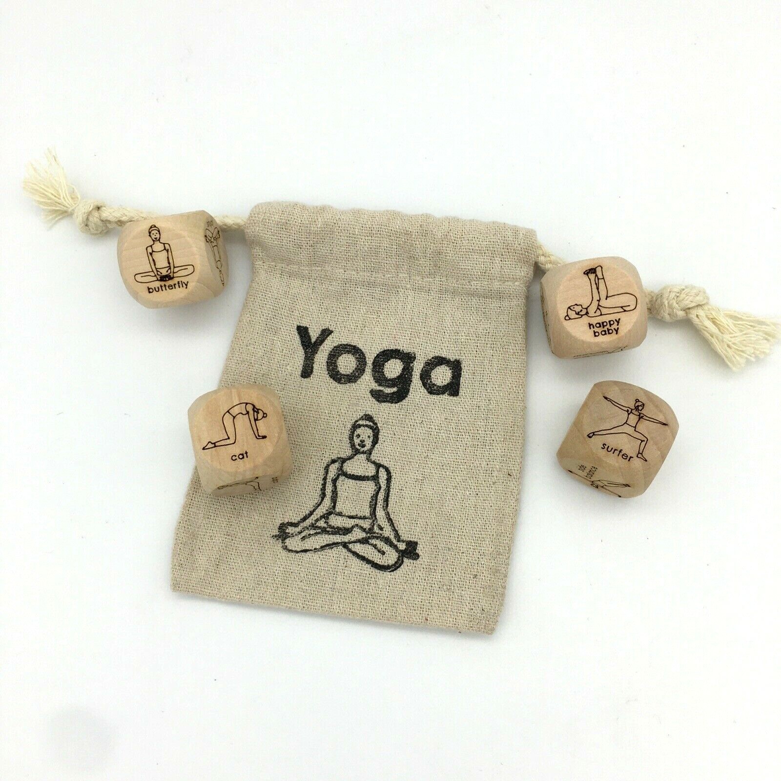 Kids Wooden Yoga Dice Game Childrens Poses Preschool Kindergarten Toddler Family
