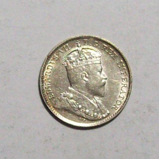 1910 CANADA 5 CENTS Pointed Leaves .925 Silver Sharp  AU+  Free U.S. Ship  #8B40