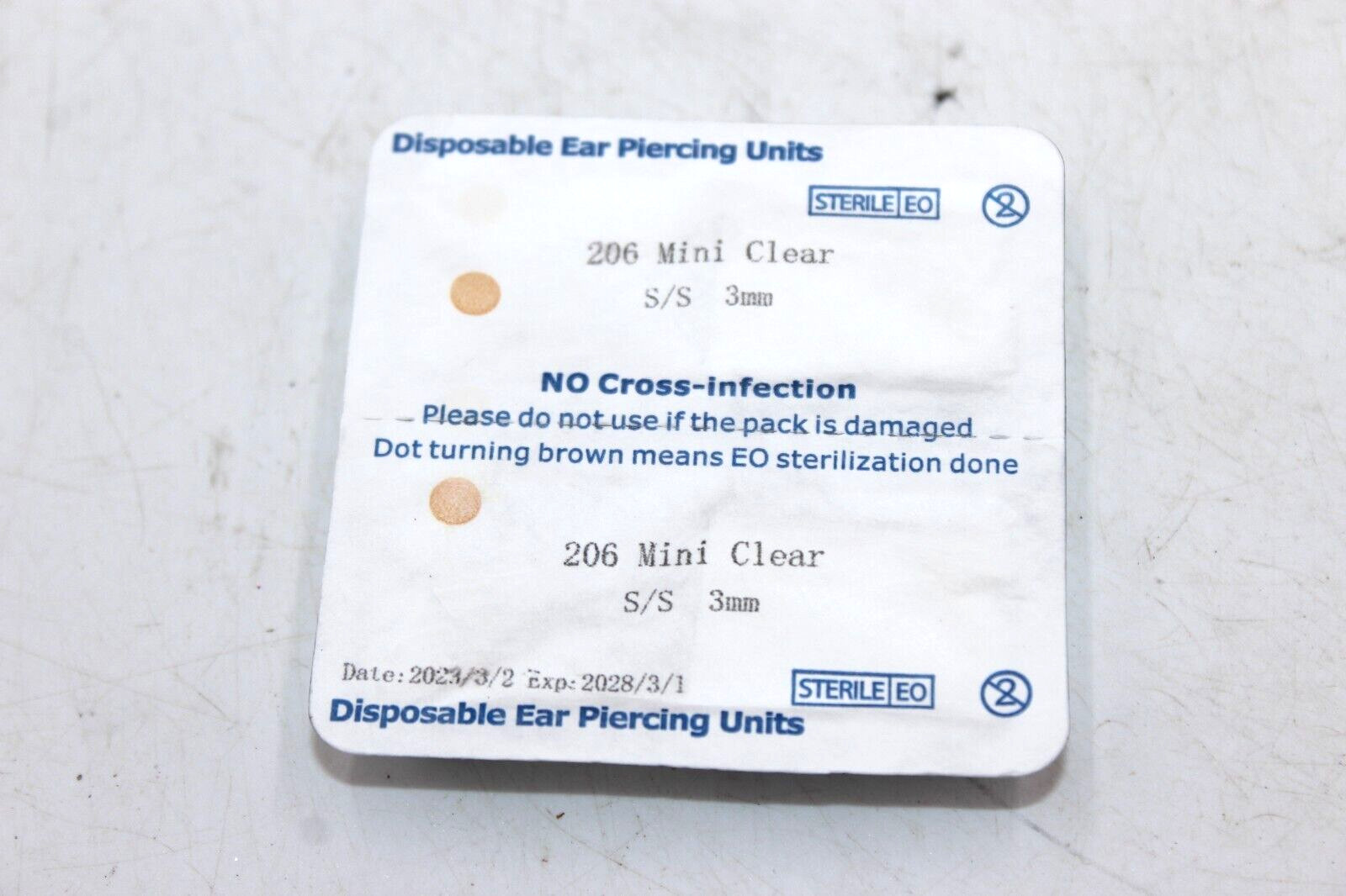 Lot of 2 Disposable Sterile Ear Piercing Piercer Tool Machine 206 Mini Clear 3mm