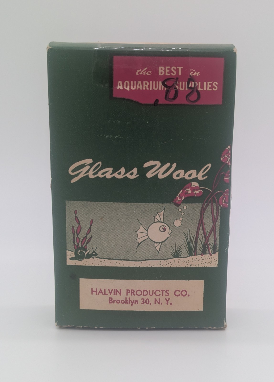 Vintage Halvin Products Aquarium Supplies Glass Wool In Box Fish Snail Some Wear
