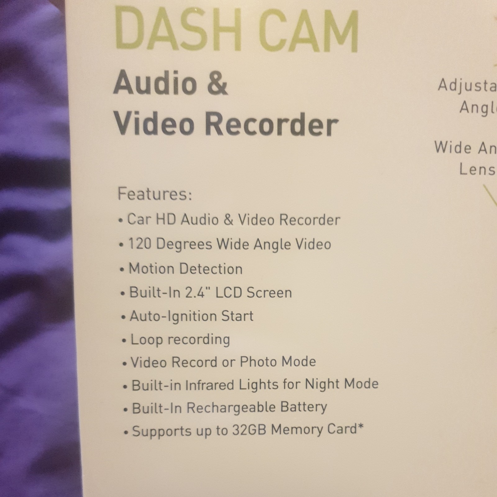 Accelerate Slimline Dash Camera Audio & Video Recorder with 32GB memory card