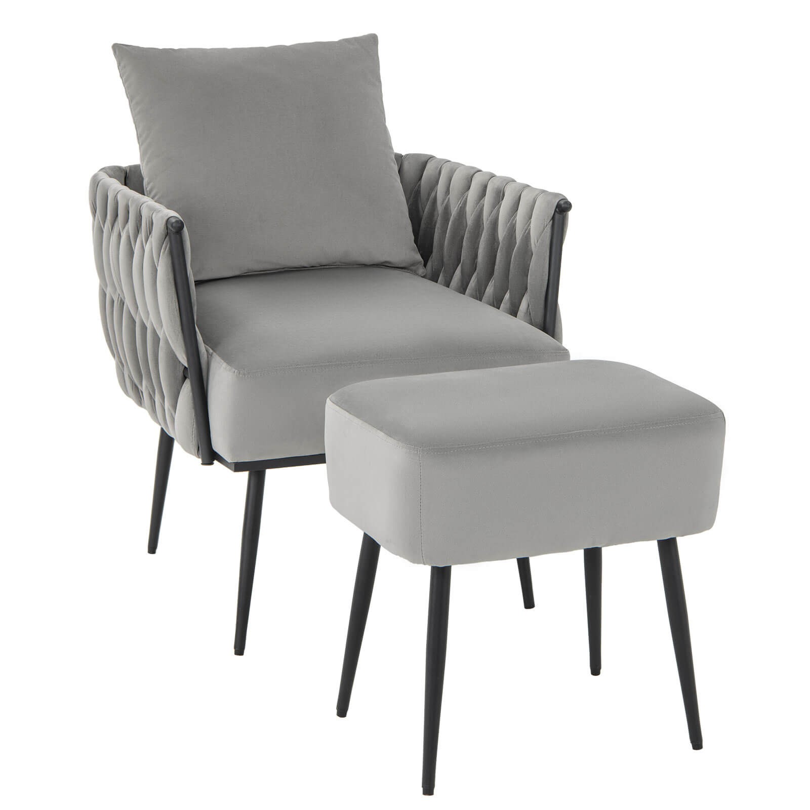 Modern Dutch Velvet Accent Chair and Ottoman Set Single Leisure Sofa Chair