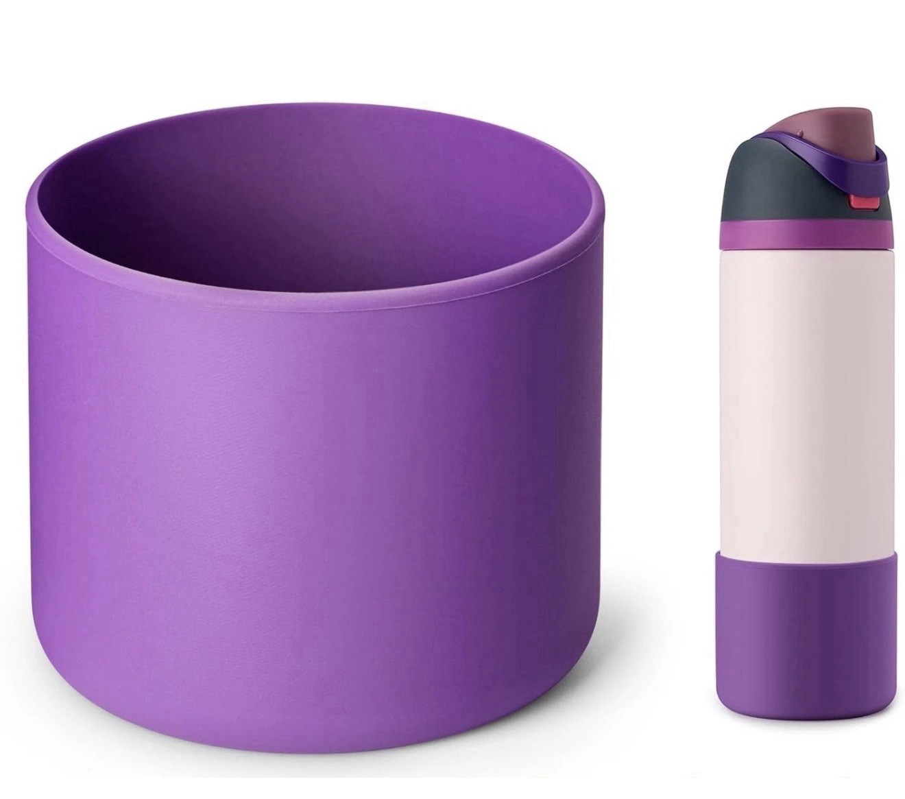 Dk Purple Anti-Slip 24oz Silicone Water Bottle Boot Durable & Dishwasher Safe