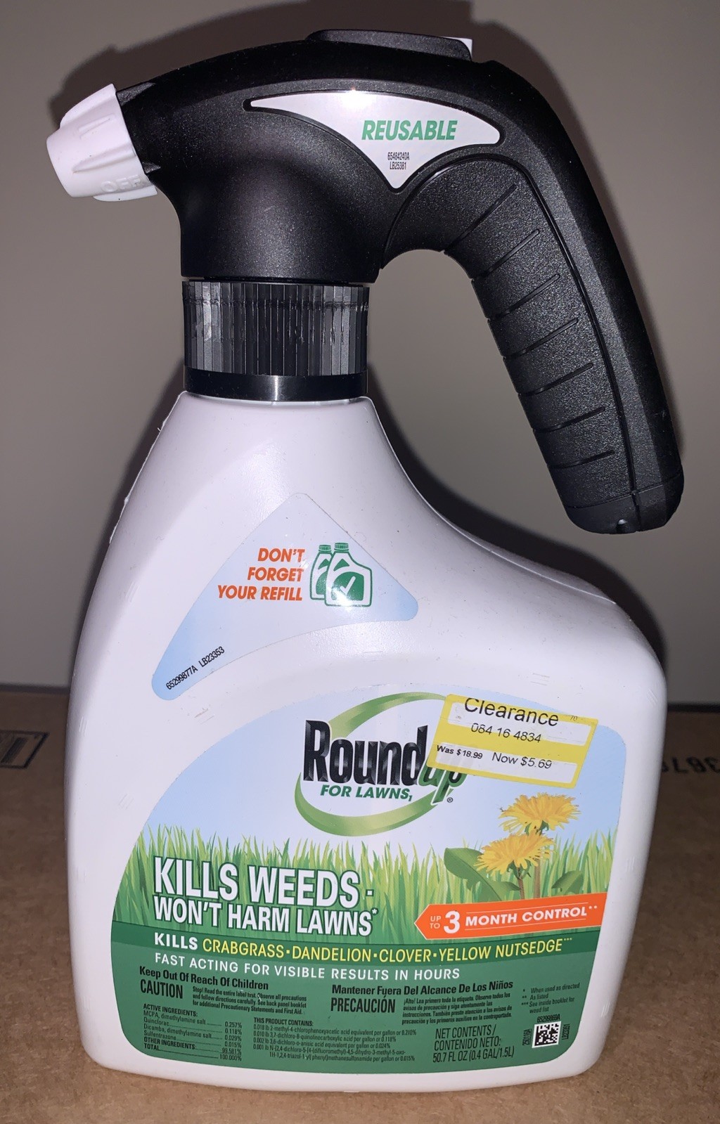 Roundup For Lawns North Quick Hand Applicator 50.7 FL OZ  3 Month Control NEW