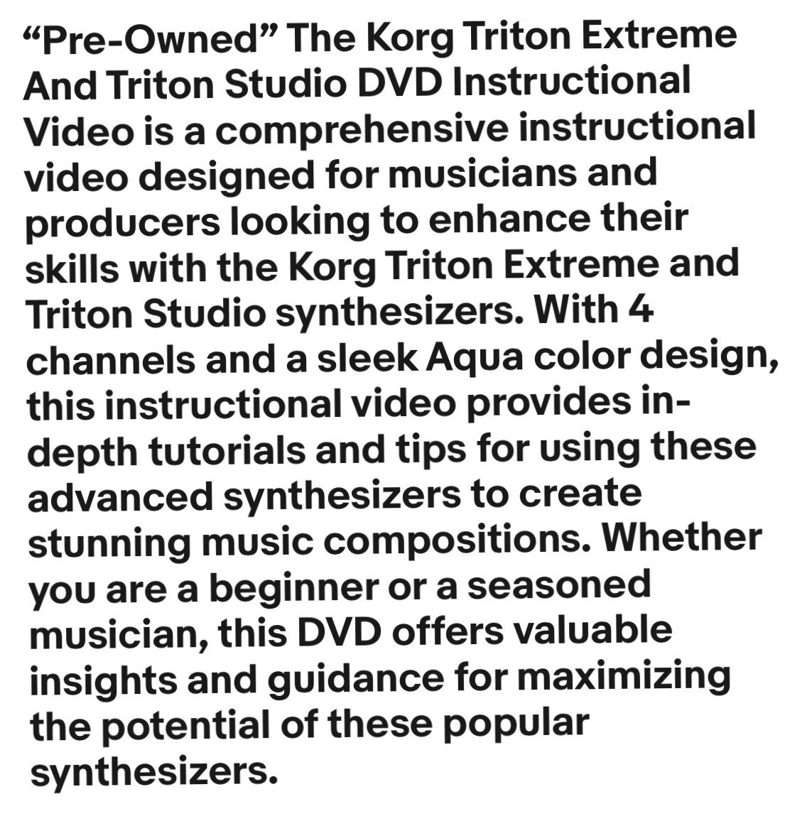 TRITON STUDIO (Extreme) KORG DVD TUTORIAL