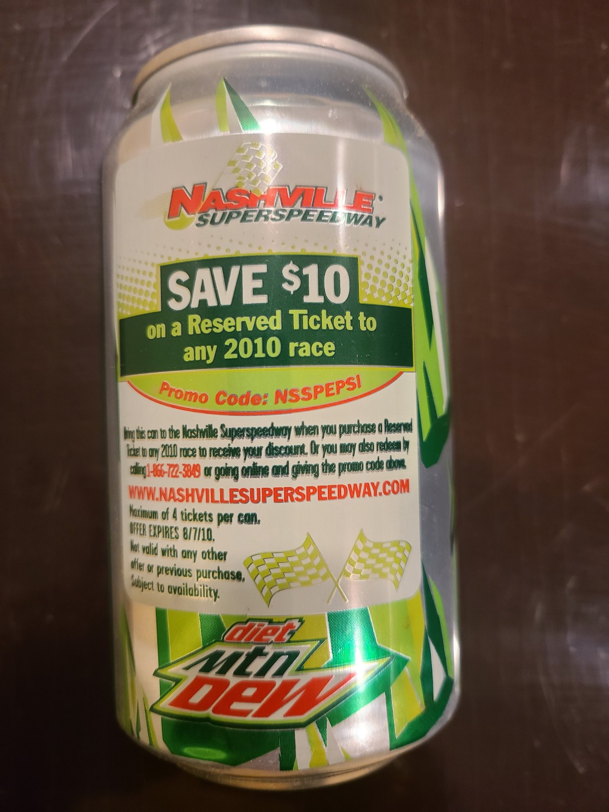 2010 Mountain Dew Nashville Superspeedway Promotional Can Empty 12oz 355ml