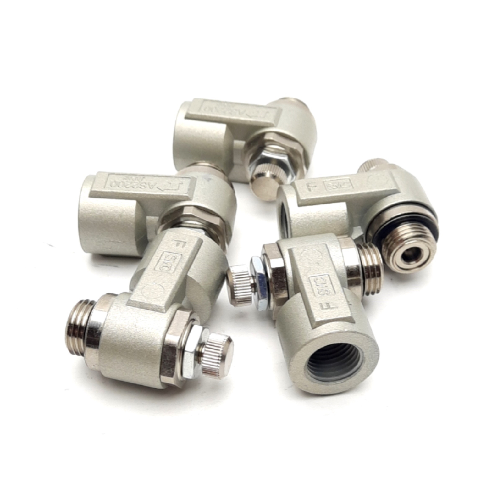 Lot Of 5 SMC AS2200-G02-XG Pneumatic Flow Regulator, 1/4" R to 1/4" Rc F, 1Mpa