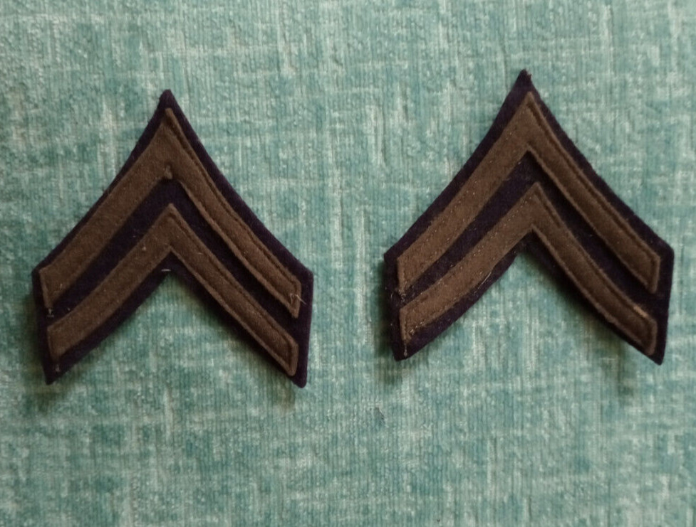 Pair Early WW2 Vintage US ARMY Corporal stripes Wool on Wool