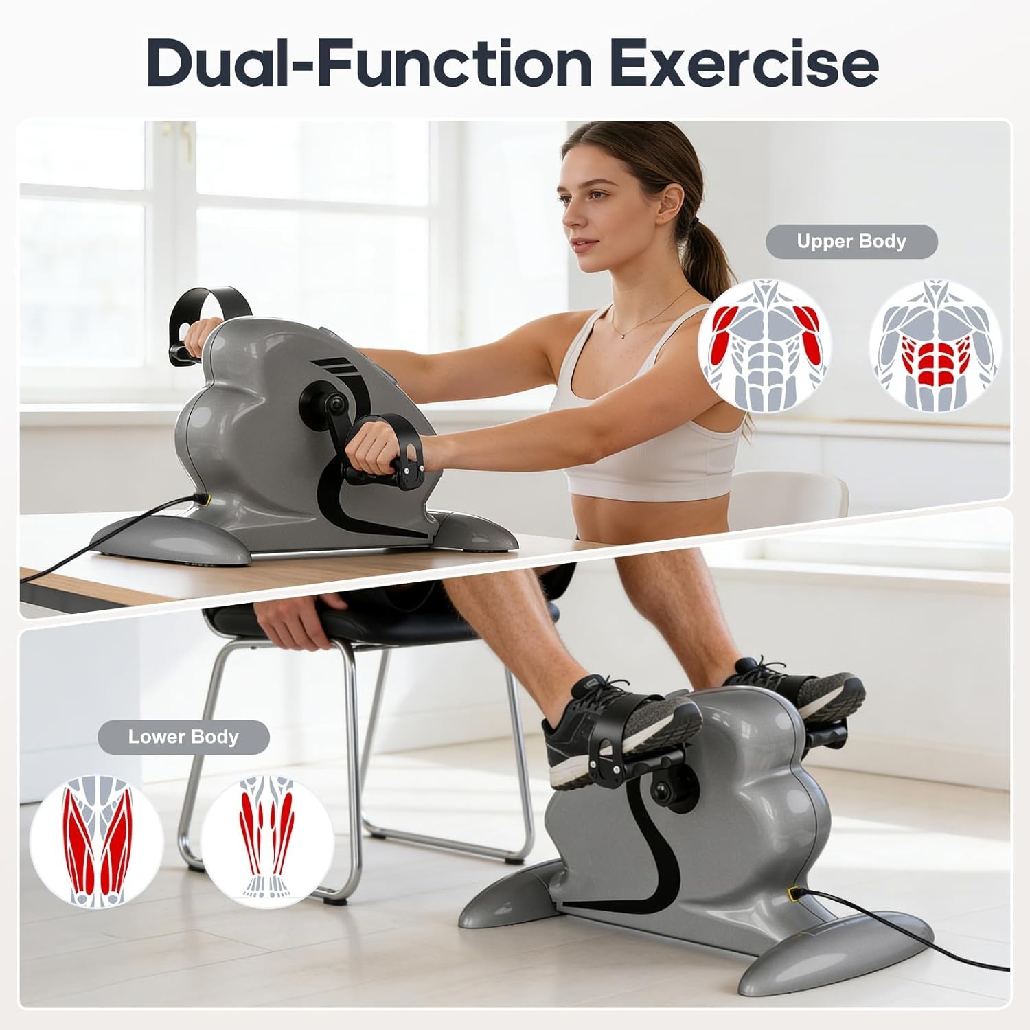 Motorized Pedal Exerciser, Electric Pedal Exerciser for Arm and Leg Low Impact E
