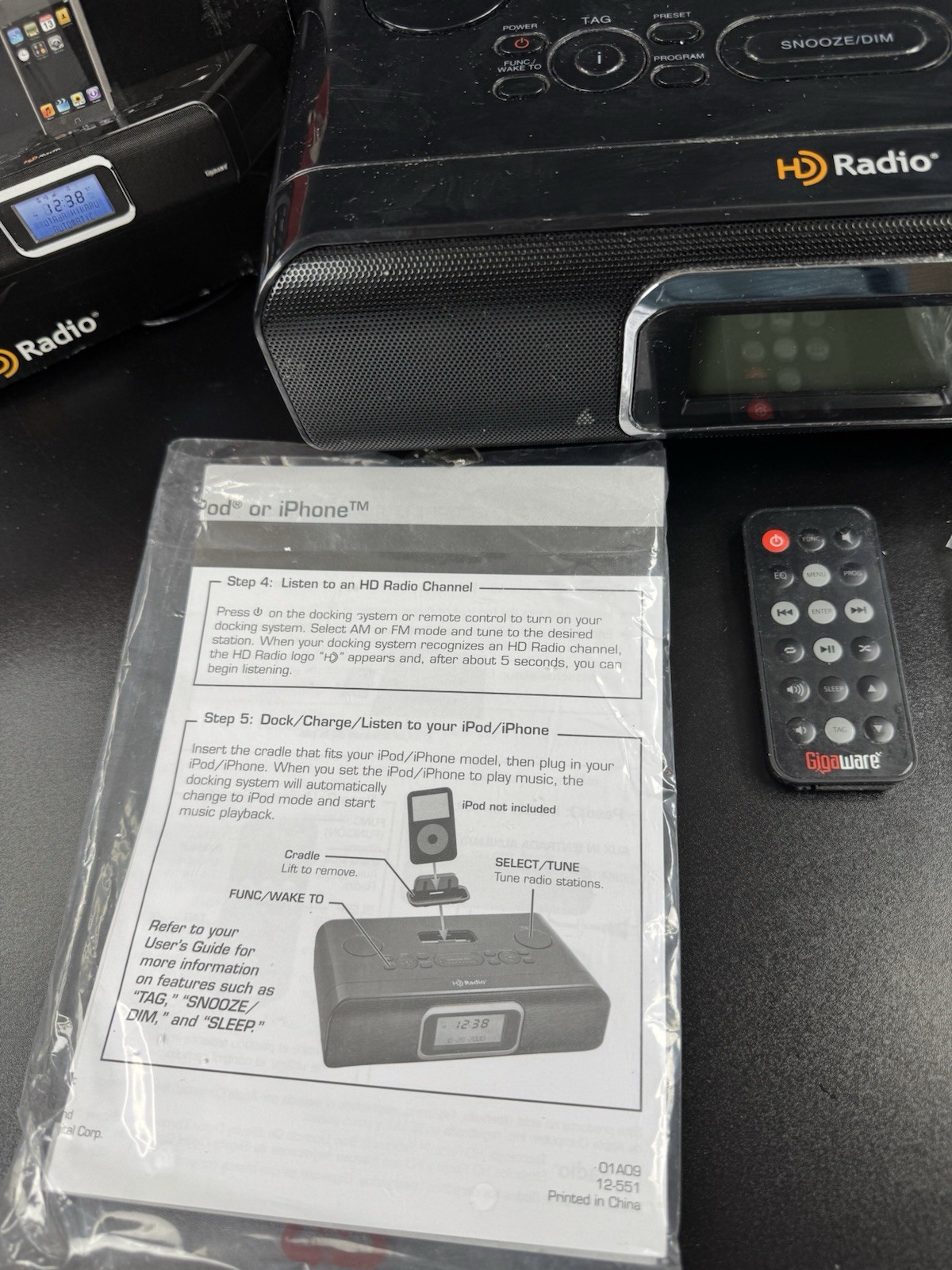 Gigaware HD Radio Model 12-551 With Bluetooth Adapter, Remote, & Box