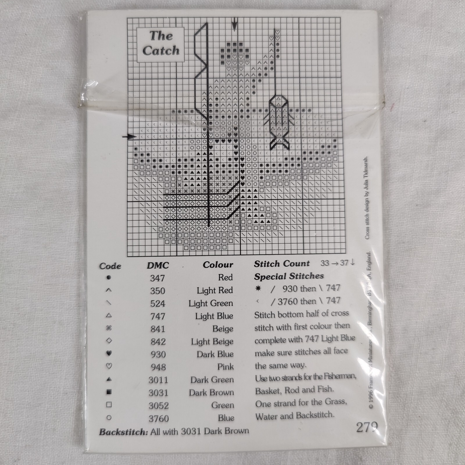"Fishermen" Counted Cross-stitch Design Pack of 4 Templates Patterns Framecraft
