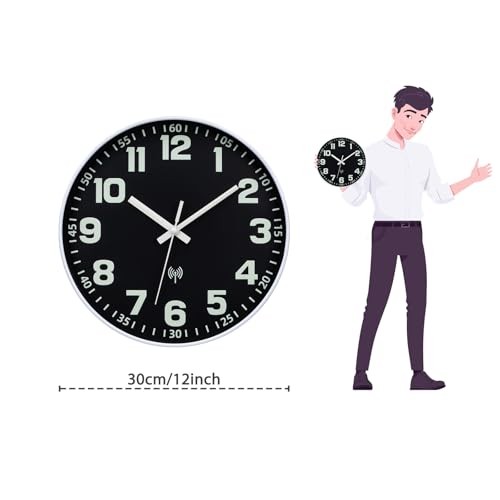 Atomic Clock with Glow in the Dark - Analog Sets Automatically Battery