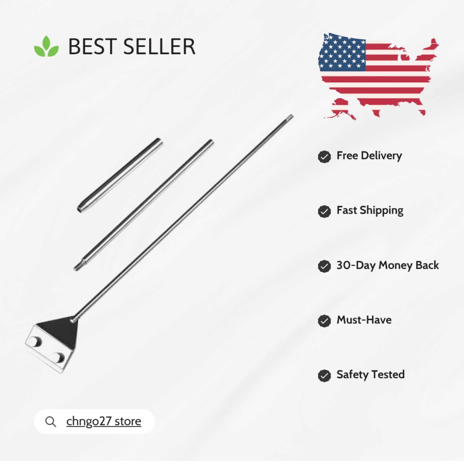 Heavy Duty Stainless Steel Aquarium Scraper - Adjustable Length for Easy Use