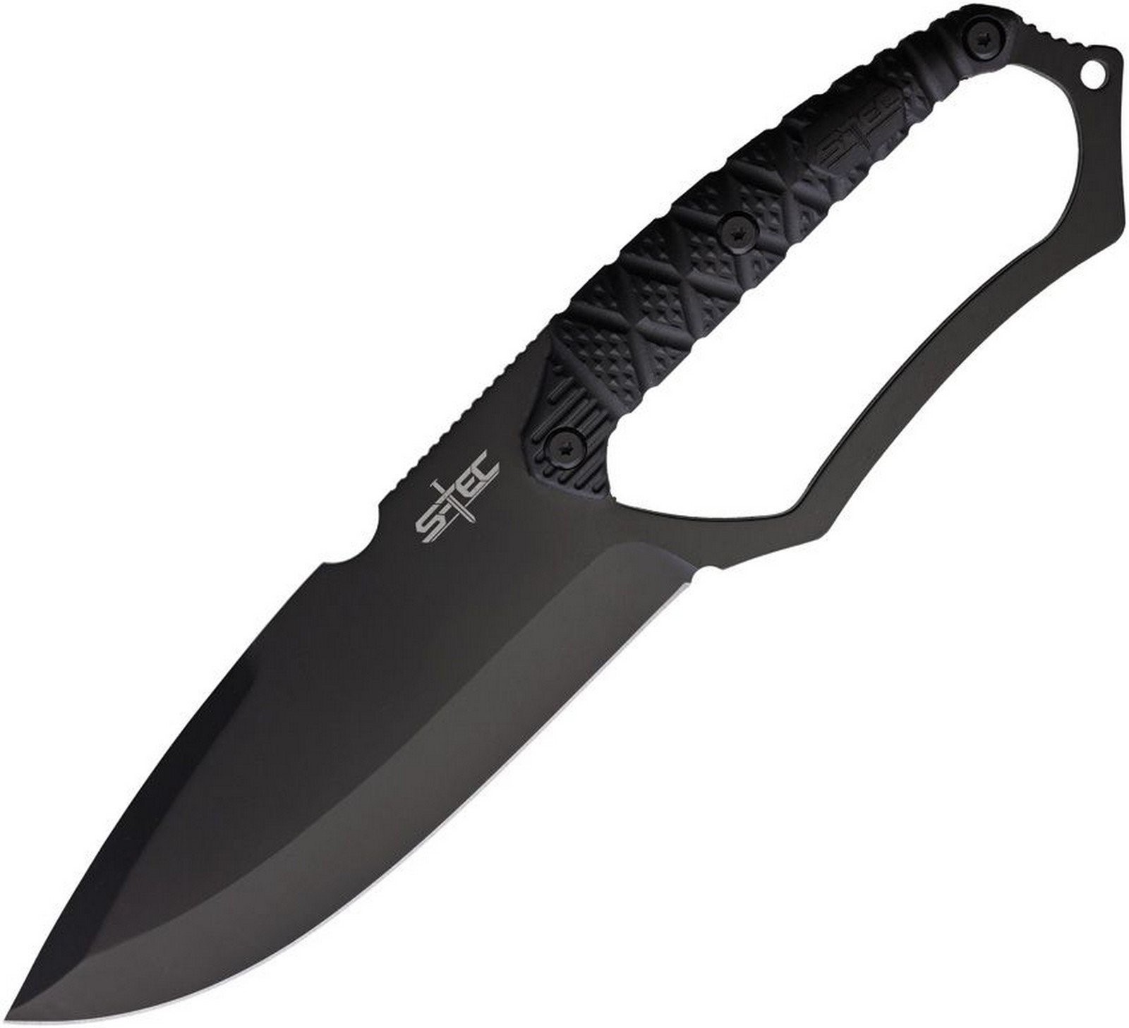 S-TEC Fixed Knife 6" Full Tang Steel Blade Black Synthetic Handle - T25148BK