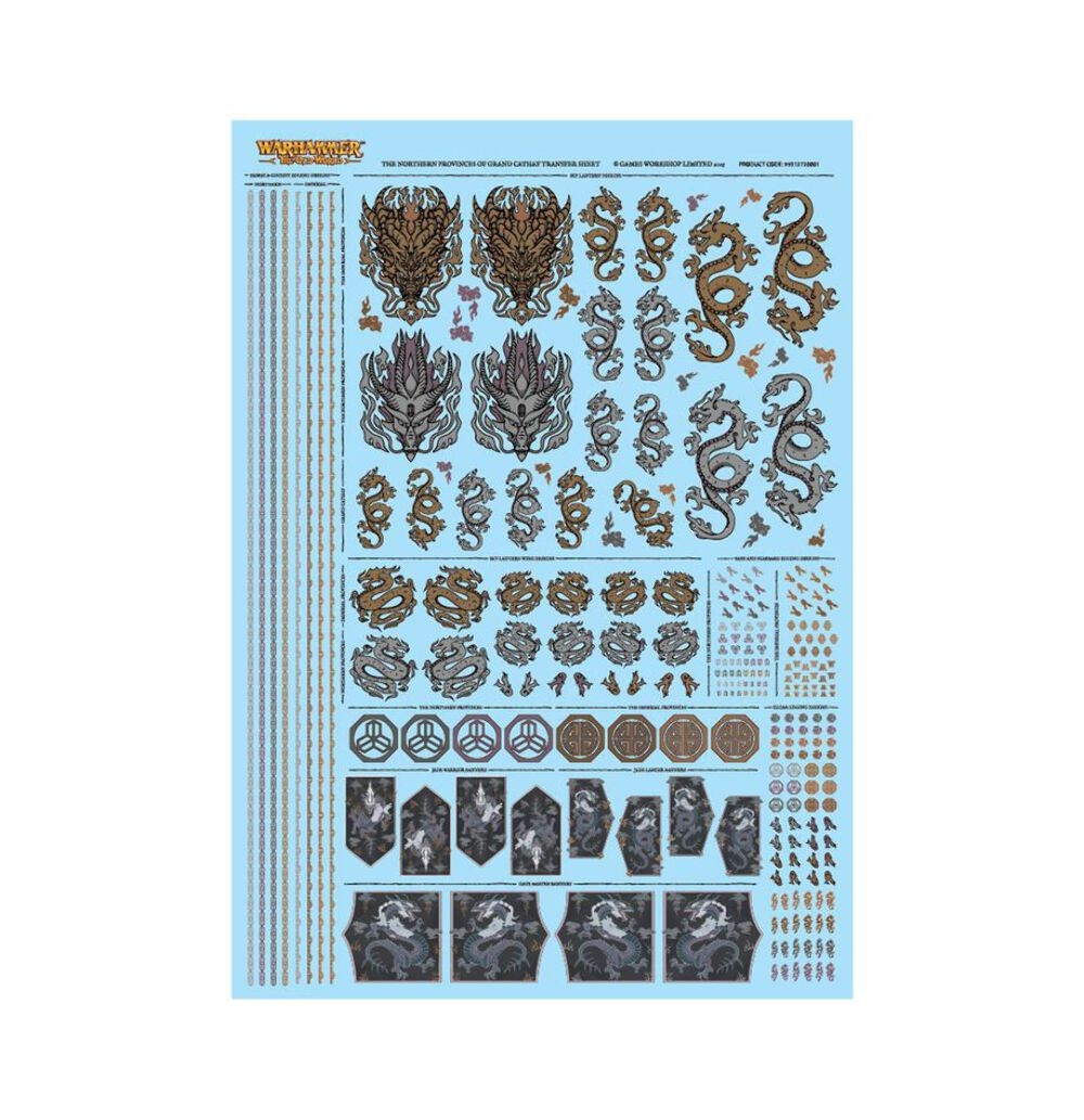 The Northern Provinces of Grand Cathay Transfer Sheet Warhammer Old World