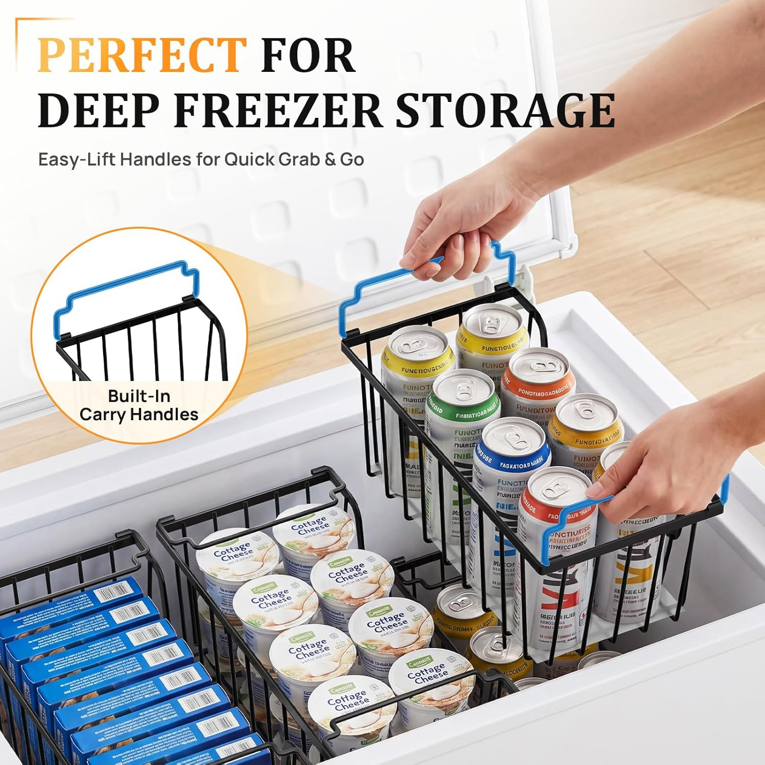 SUNALLY Stackable Storage Bins 4 Pcs Wire Baskets for Pantry Organizers and Stor