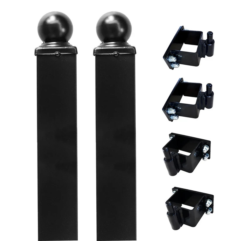 10x4x4' Gate Post Set with Brackets for Dual Swing Driveway Gate|2-Pack |No weld