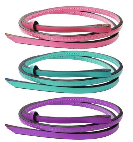 Horse LEATHER OVER & UNDER WHIP w/ Wrist loop Split popper end Pink Teal Purple