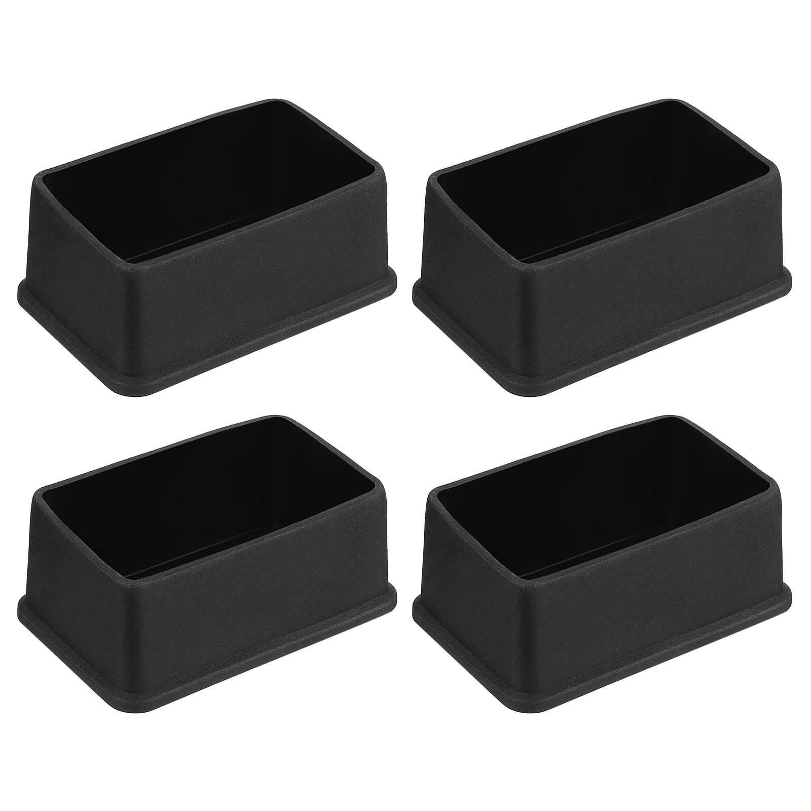 4Pcs PVC Square Chair Leg Caps, 75mm x 45mm OD Black Furniture Feet Pads