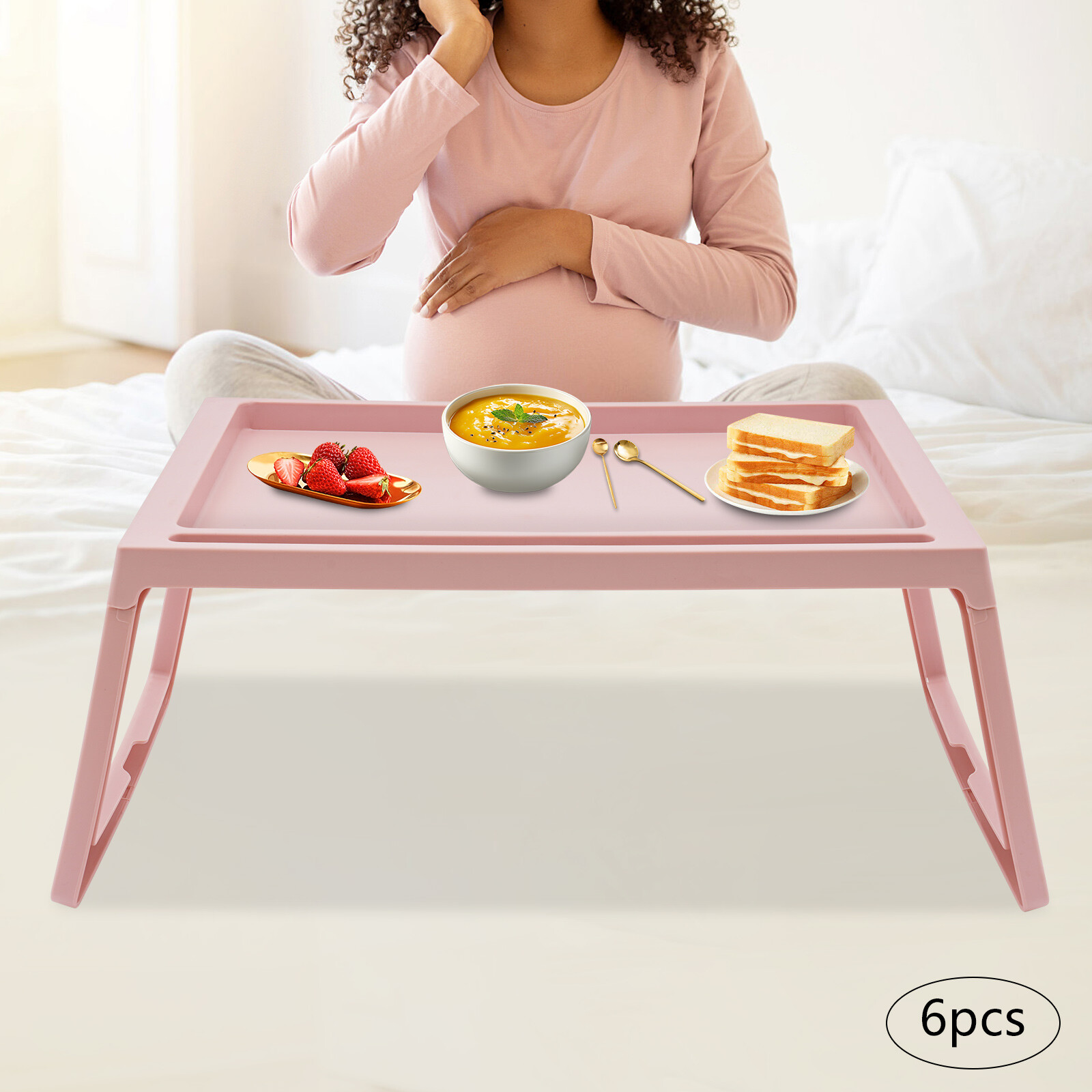 Laptop Notebook Table Stand Lap Tray Rectangular Foldable Computer Desk Pink