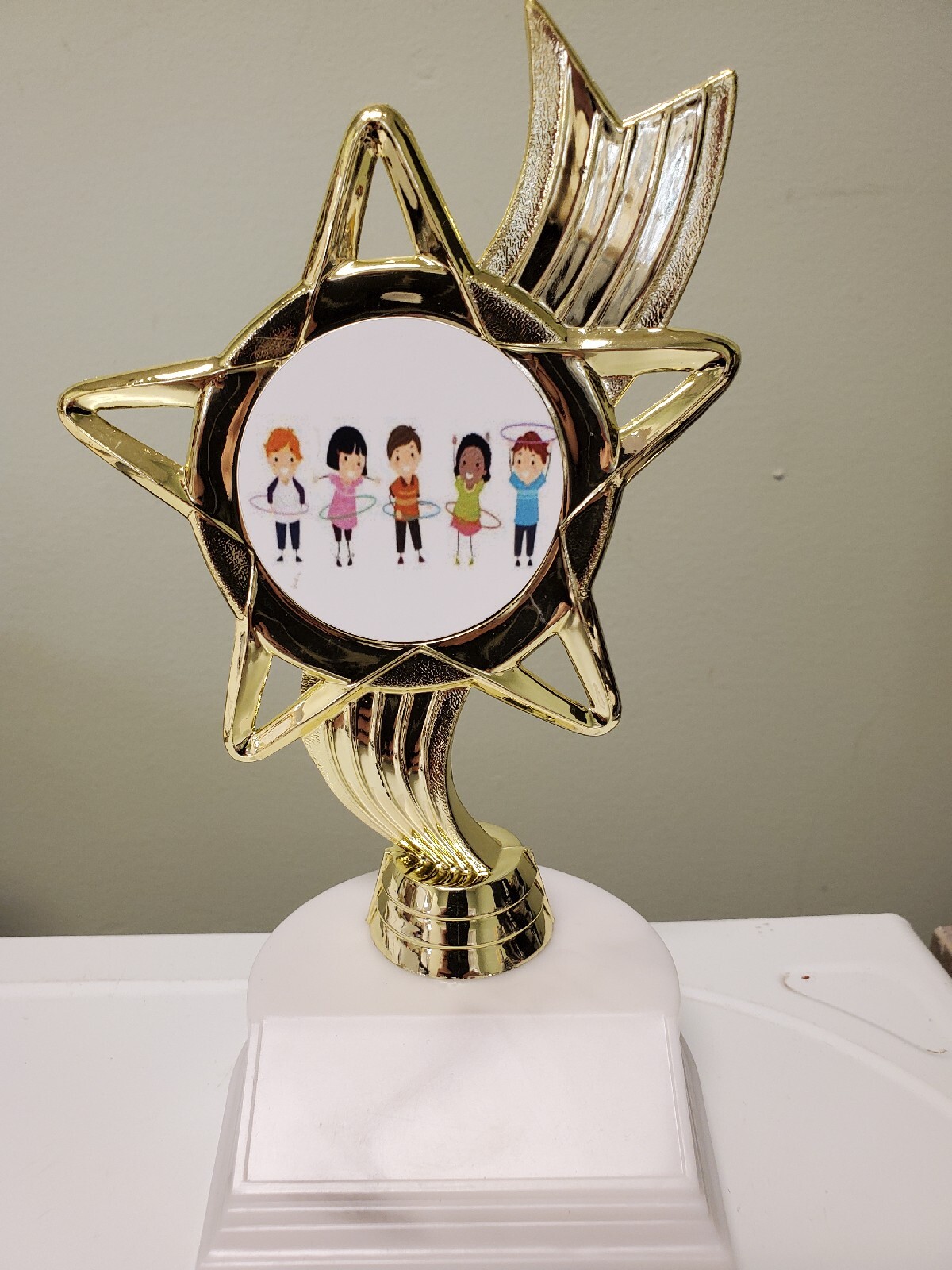 Hula Hoop Contest Champion trophy, Winner, Award, personalized, about 7" high