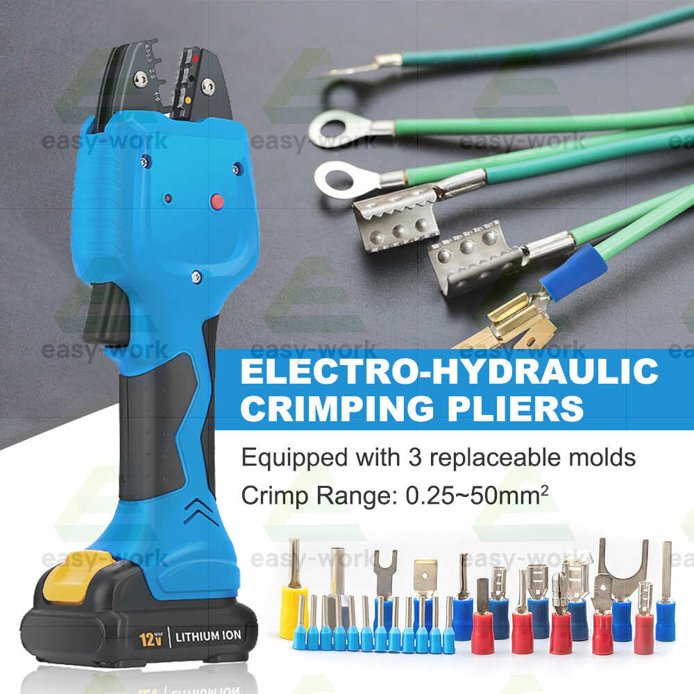 Electric Hydraulic Crimping Pliers Terminal Cable Wire Stripper Rechargeable